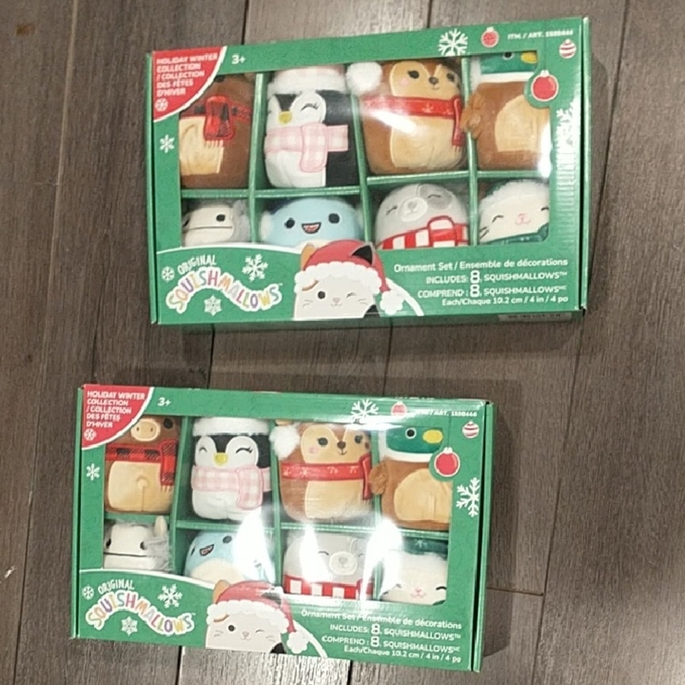 Squishmallows Holiday Ornament Set  2- Red, Green, White, Brown